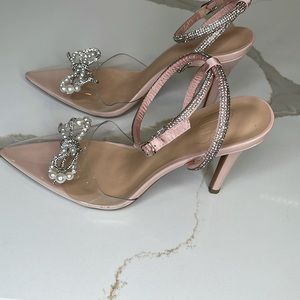 Women size 11 elegant shoes,lt. pink in color rhinestone and faux pearl accents